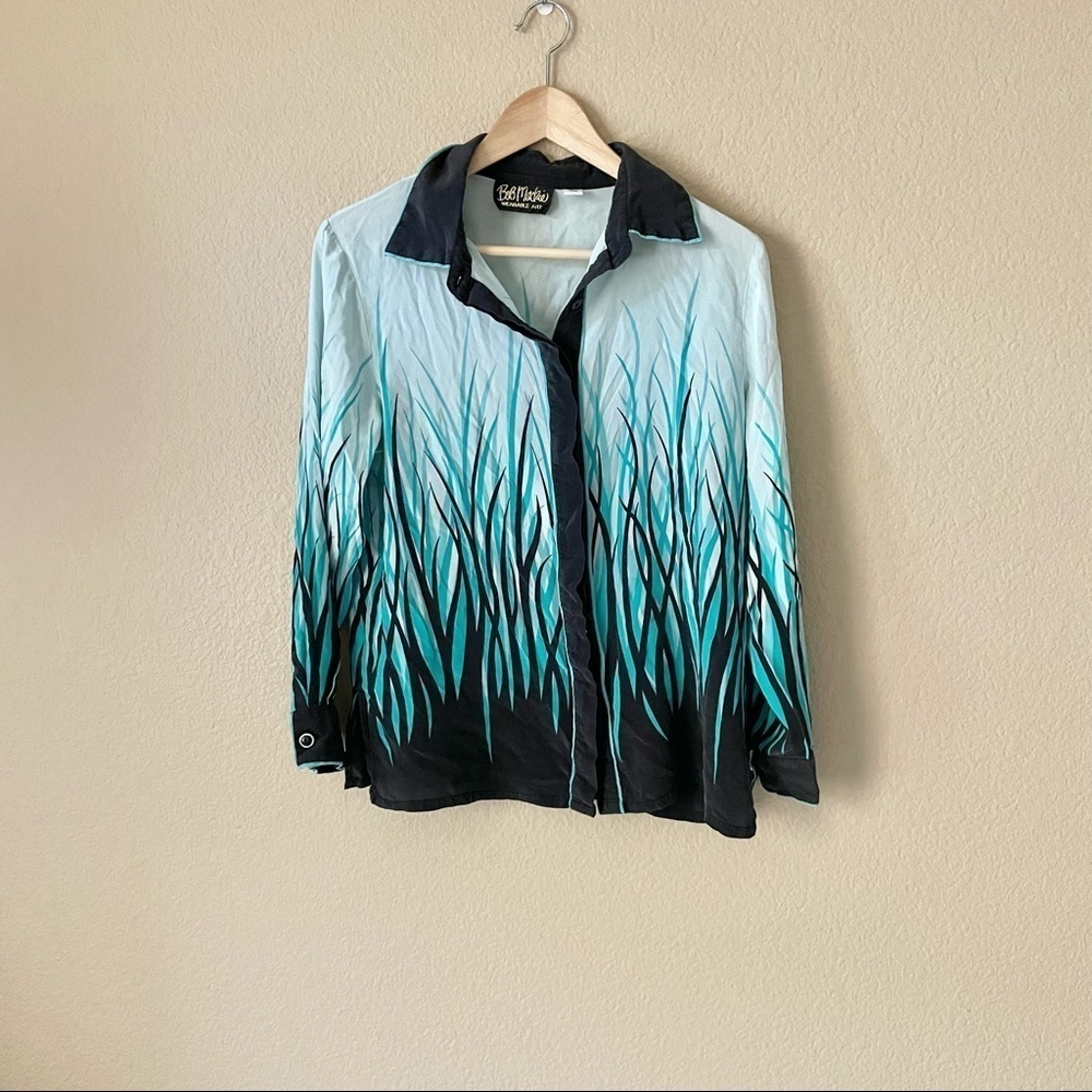 Bob Mackie Wearable Art Meadowlands Silk Blouse - image 1